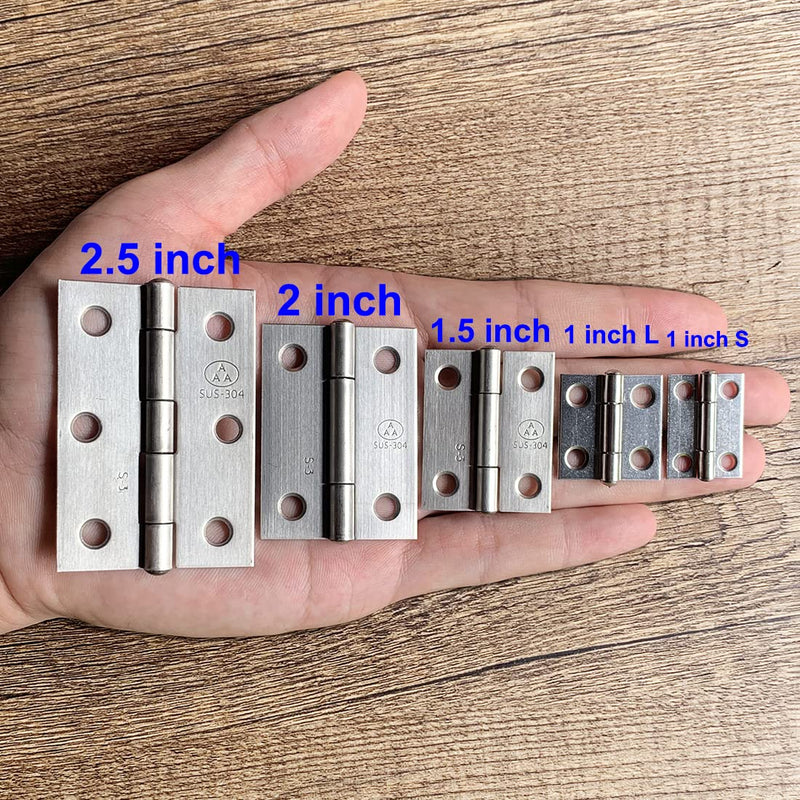 Adiyer 10pcs 304 Stainless Steel 1.5-inch Folding Butt Hinges Home Furniture Hardware Door Hinge Small Hinges for Wooden Boxes Lid Jewelry Box Crafts (38mm x 30.5mm x 1mm) 38x30.5x1mm w Screws