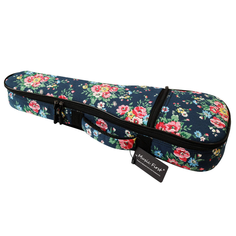 [AUSTRALIA] - MUSIC FIRST Original Desgin, Cotton Canvas" Dark Night Garden" Floral Patterned Ukulele Case, Ukulele Bag, Ukulele Cover (Fit for 23~24 inch Concert Ukulele) Fit for 23~24 inch Concert Ukulele 