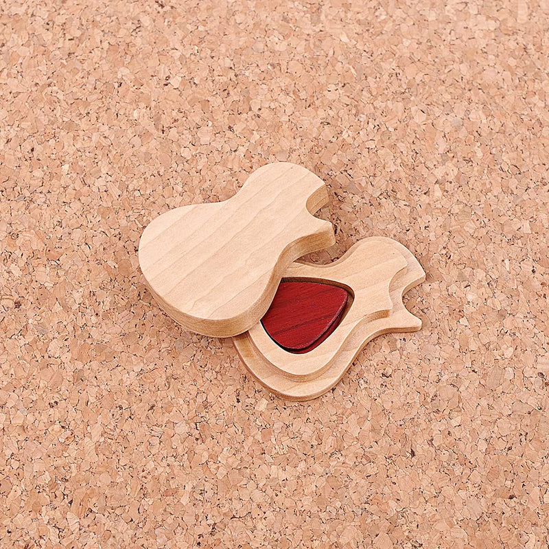 Alnicov 2 Pcs Wooden Guitar Picks with Wooden Box Picks Holder Unique Guitar Gift for Guitar Bass Mandolin Banjo Ukulele