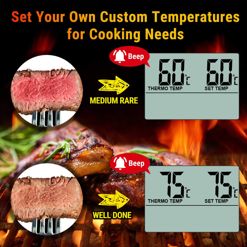 ThermoPro TP-16 Large LCD Digital Cooking Food Meat Smoker Oven Kitchen BBQ Grill Thermometer Clock Timer with Stainless Steel Probe