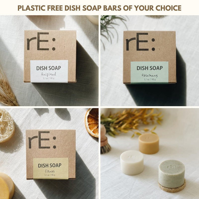 rE: Dish Washing Soap Bars (Loofah holder sponge included) - palm oil free, eco friendly, zero waste, plastic free, free of artificial dyes and fragrance (Assorted) Assorted