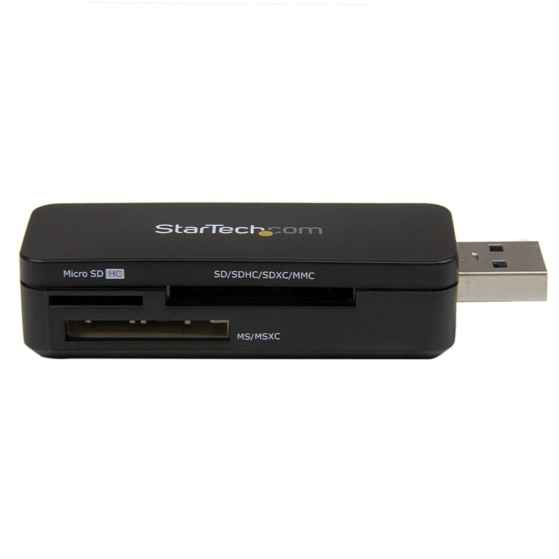 StarTech.com USB 3.0 Multimedia Memory Card Reader - Portable SDHC MicroSD Card Reader - External USB Flash Card Reader (FCREADMICRO3) Black Multi-card USB-A