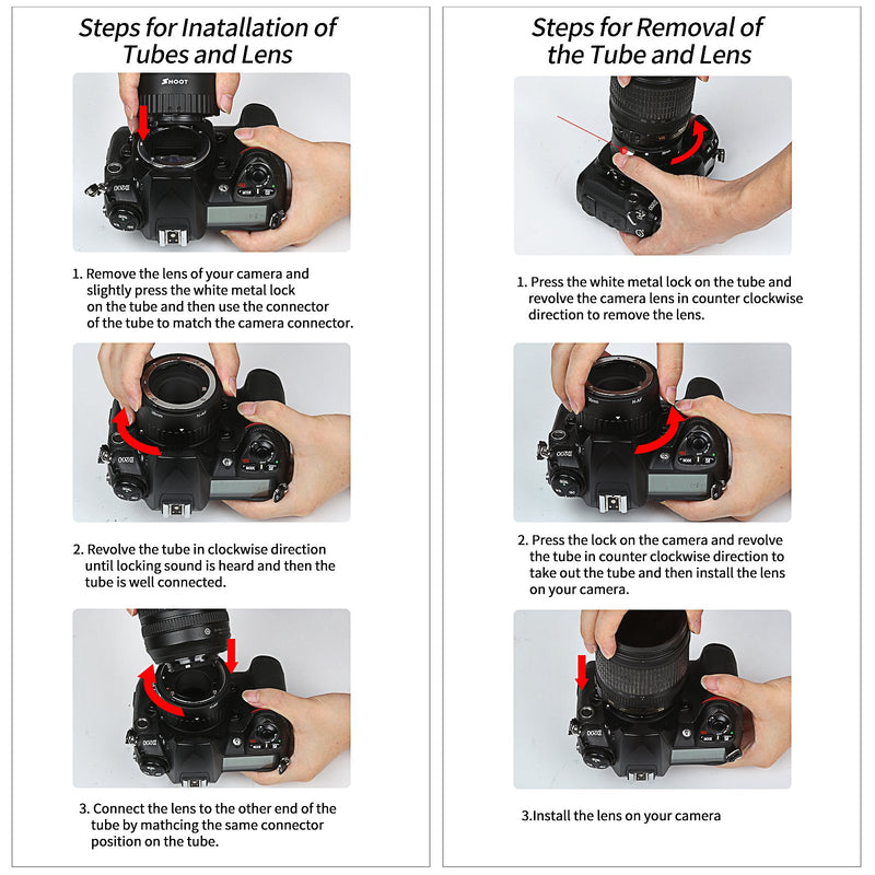 SHOOT Extension Tube Auto Focus Set Macro for Nikon AF AF-S DX FX SLR Cameras Extension Tube for Nikon