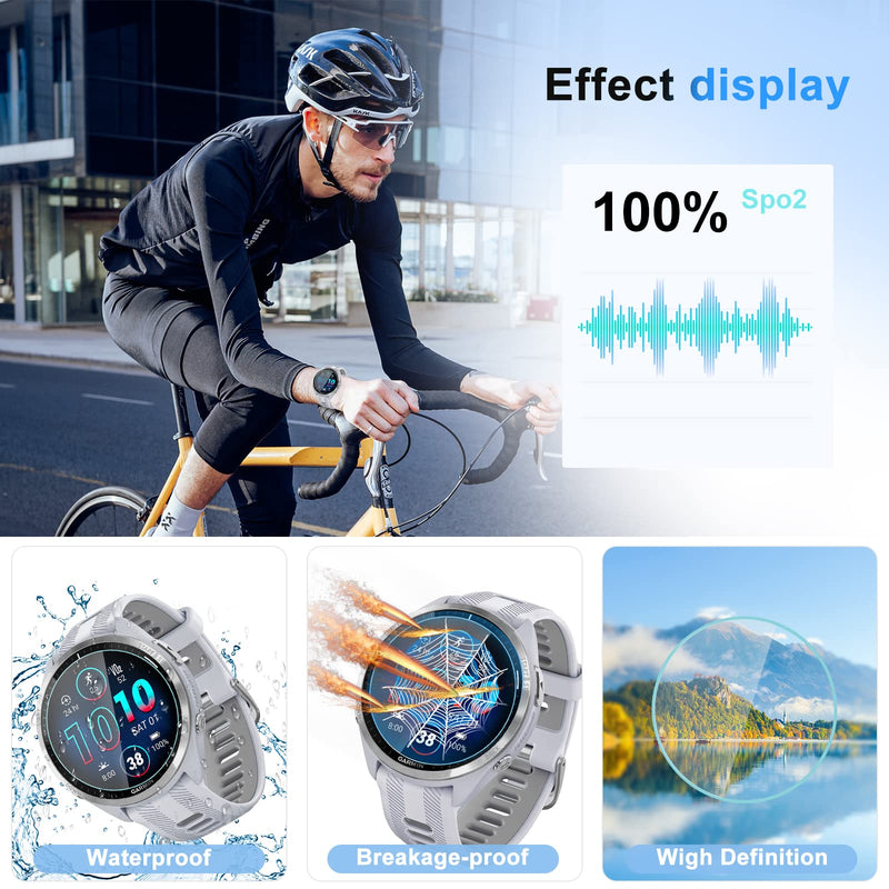 Suoman 4-Pack Screen Protector for Garmin Forerunner 965, Smartwatch Tempered Glass Screen Protector 2.5D 9H Hardness for Garmin Forerunner 965 [Anti-Scratch]