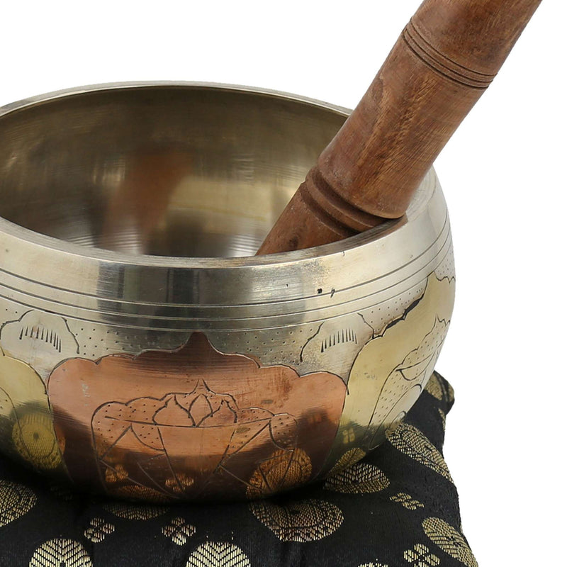Ajuny Gorgeous Brass Tibetan Buddhist Singing Bowl Great Gift Ideal For Meditations And Sound Healing 4 X 2.75 Inches