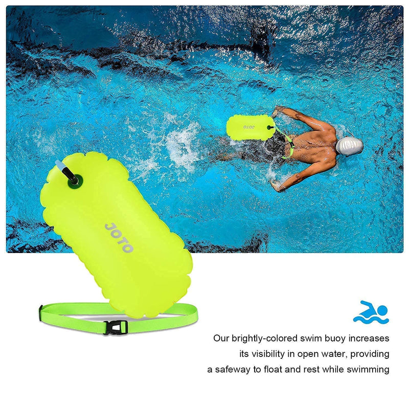 JOTO Universal Blue Waterproof Pouch for iPhone 11 Pro Max, Galaxy S20 Note 10+ up to 6.9" Bundle with (2 Pack) Swim Buoy Float (Neon Yellow)