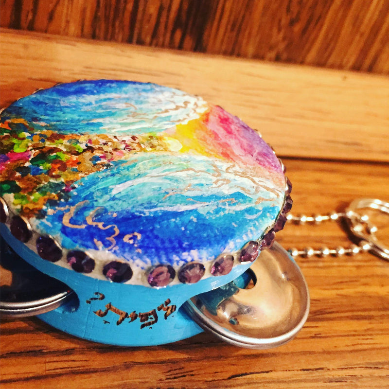 Tof Miriam Mystic Blue Splitting the Sea Tambourine Key Chain