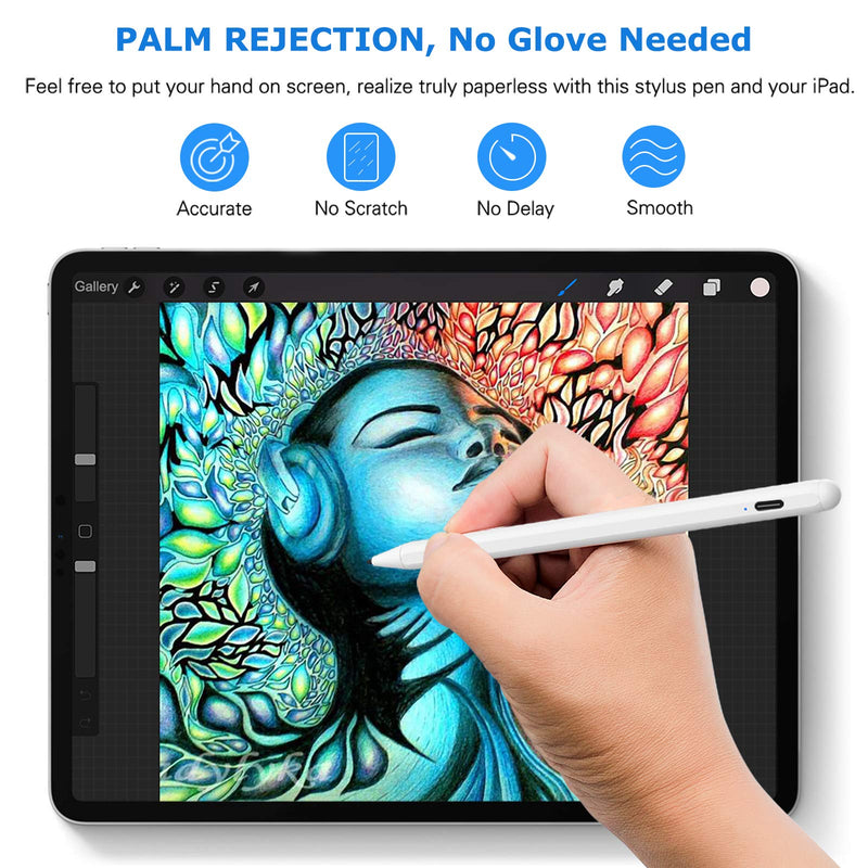 Palm Rejection Stylus Pen, Active Stylus Compatible with (2018-2020) Apple iPad Pro/ Pro3/ Pro4, iPad Mini 5, iPad Air 3, iPad 6th/ 7th Gen