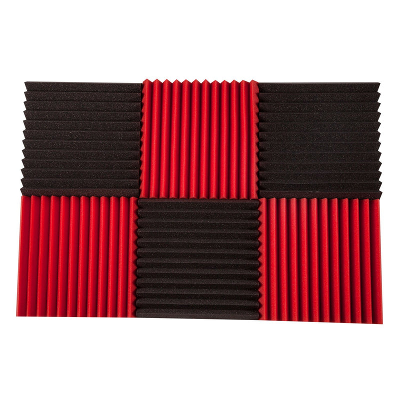 [AUSTRALIA] - Foamily 6 Pack- Red/Charcoal Acoustic Panels Studio Foam Wedges 2" X 12" X 12" 