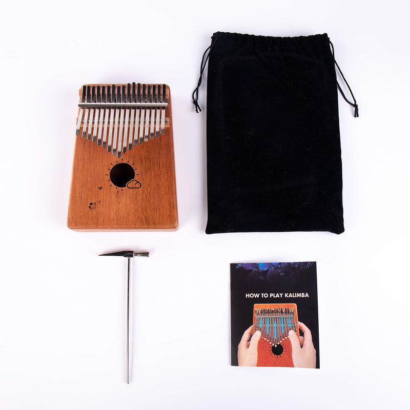 Kalimba 17 Keys Thumb Finger Piano - Mbira - Solid Mahogany and Portable with Carrying Bag and Instructions