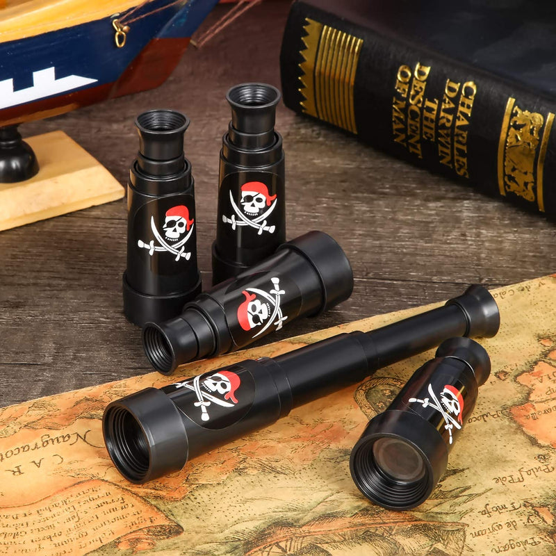 Gejoy 12 Pieces Plastic Pirate Telescopes Pirate Theme Party Telescopes Mini Telescopes Toy for Party Favor Supplies, Black
