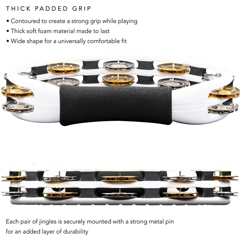 Meinl Percussion Handheld Synthetic Tambourine, White, 10" (TMT1M-WH) Plated steel/solid brass