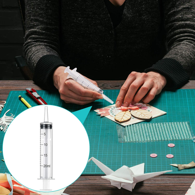 20 Packs Plastic Syringe Liquid Measuring Syringe with Measurement 20 ml Needleless Industrial Syringe for Labs Measuring Liquids Feeding Pets Gardening Oil or Glue Applicator Favors