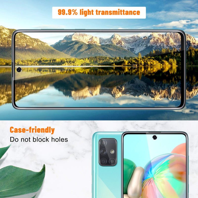 [2+2 Pack] UniqueMe Camera Lens Protector and Screen Protector for Samsung Galaxy A71 4G / 5G,Tempered Glass [Easy Installation Frame] HD Clear [Anti-Scratch] [Bubble Free]