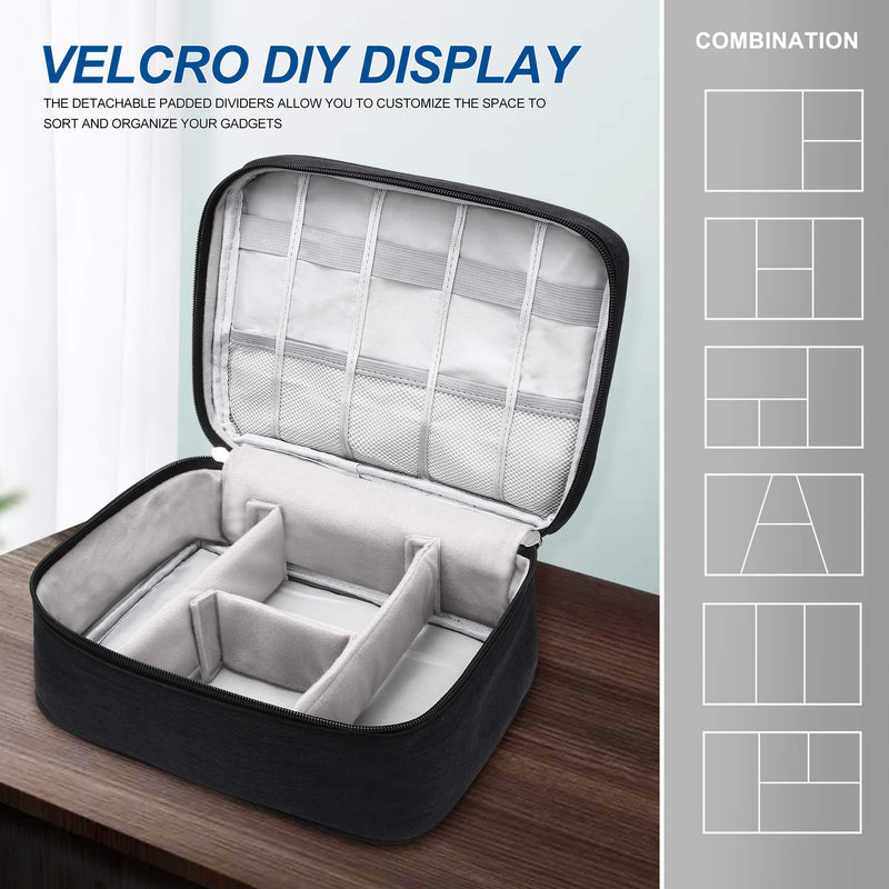 [AUSTRALIA] - Electronic Organizer Travel Universal Cable Organizer Waterproof Electronics Accessories Storage Cases for Cable, Charger, Phone, USB, SD Card, Hard Drives, Power Bank, Cords Black 