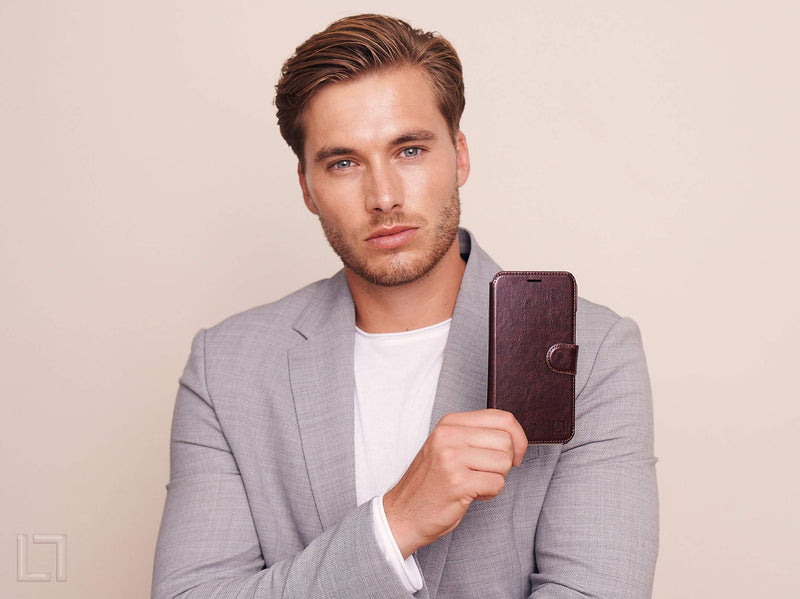 LUPA iPhone XR Wallet case, Durable and Slim, Lightweight with Classic Design & Ultra-Strong Magnetic Closure, Faux Leather, Chocolate Brown, for Apple XR iPhone XR (6.1 inch diagonal screen size)