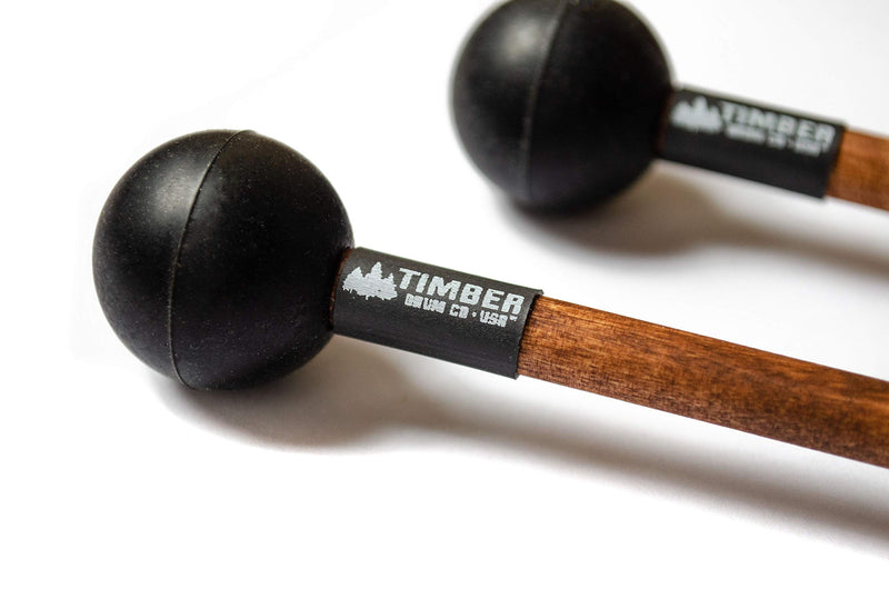 Timber Drum Co. Tongue Drum/Keyboard Mallets - Soft Rubber Head & Birch Handles - MADE IN U.S.A - for Log Drums, Tongue Drums and Keyboard Percussion - Sold as a Pair - 15.5 Inch (TMD2), Soft Black