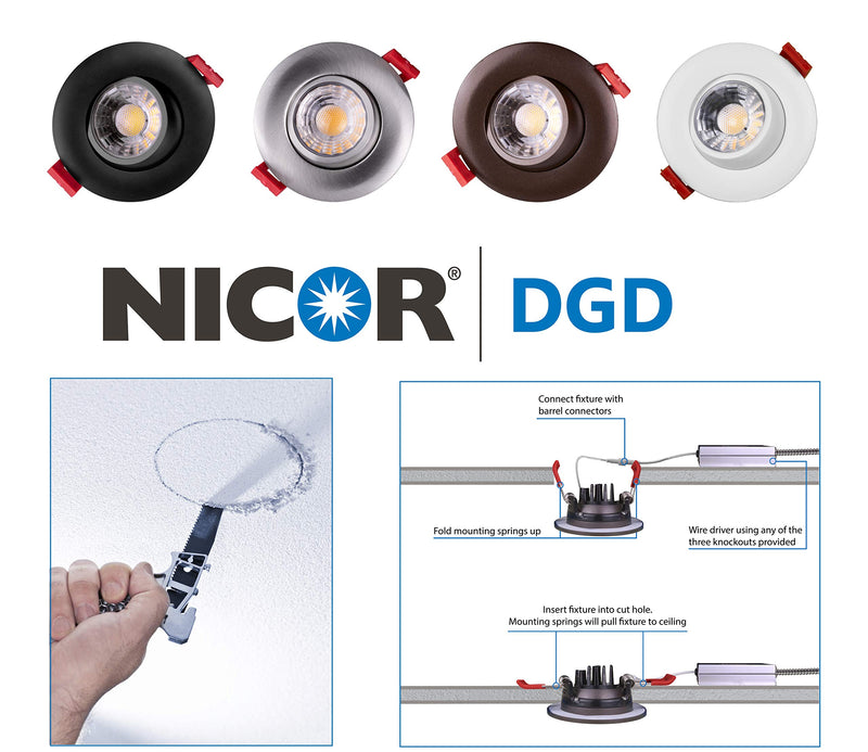 NICOR Lighting DGD211202KRDWH LED Downlights, White 2700K Color Temperature