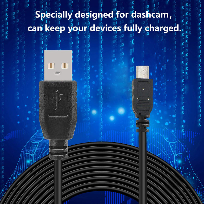 Pasow Mini USB Charging Cable USB 2.0 A-Male to Mini-B Car Vehicle Power Charger Adapter Cord for Dash Cam GPS Rearview Mirror Cam Backup Camera (11.5FT, Straight) 11.5FT