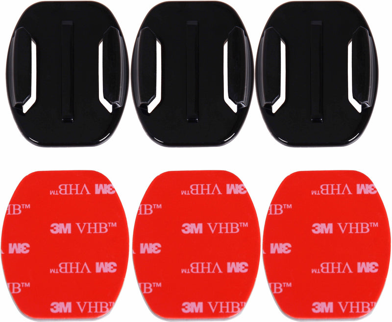 Adhesive Mounts for GoPro Cameras - 3x Curved & 3x Flat Mounts Bundle W/ 3M Sticky Pads- Tape Mount to Your Helmet/Bike/Board/Car- Fits ALL Go Pro Models - Premium Camera Accessories - 1 Year Warranty 3 Curved & 3 Flat Mounts