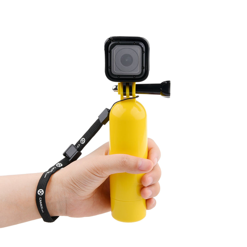 CamKix Floating Hand Grip compatible with Gopro Hero 7, 6, 5 Black and Session, Hero 4 Session, Black, Silver, Hero+ LCD, 3+, 3 and DJI Osmo Action Yellow