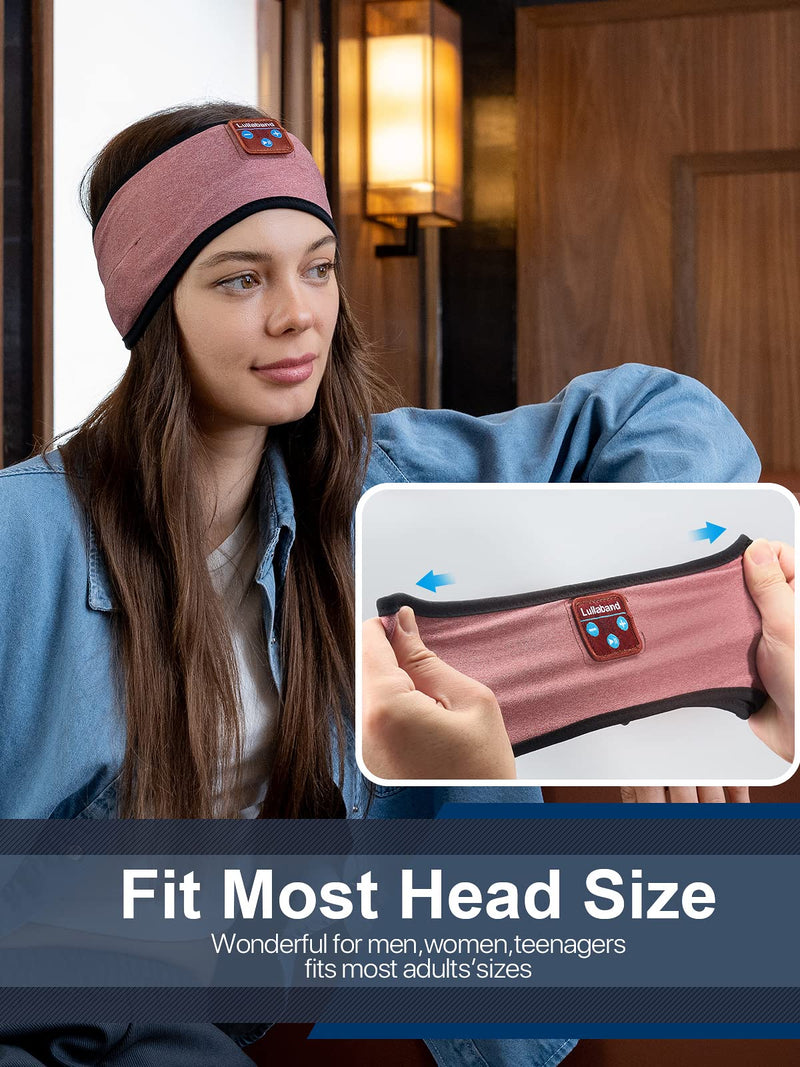 Lullaband Sleep Headphones - Bluetooth Headband Headphones - Ultra-Long Play Time Sleeping Headphones, Birthday Father Mother Valentine's Day Gifts for Women Men Coral Red