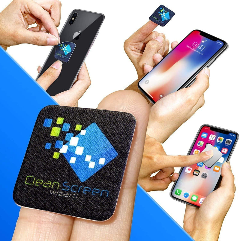 CLEAN SCREEN WIZARD Microfiber Electronics Screens Cleaning Cloths Stickers Pads- 6 Pack Bundle, 1 Large, 2 Medium, 3 Small, Great Gift