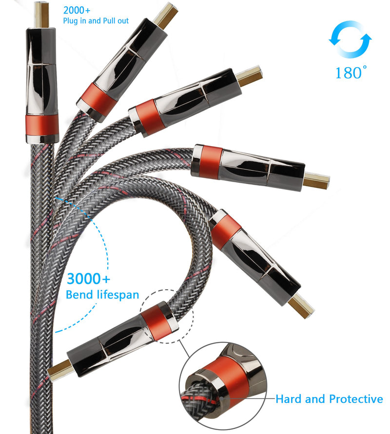 4K HDMI Cable/HDMI Cord 10ft - Ultra HD 4K Ready HDMI 2.0 (4K@60Hz 4:4:4) - High Speed 18Gbps - 28AWG Braided Cord-Ethernet /3D / HDR/ARC/CEC/HDCP 2.2 / CL3 by Farstrider 10 Feet Gun black - Red