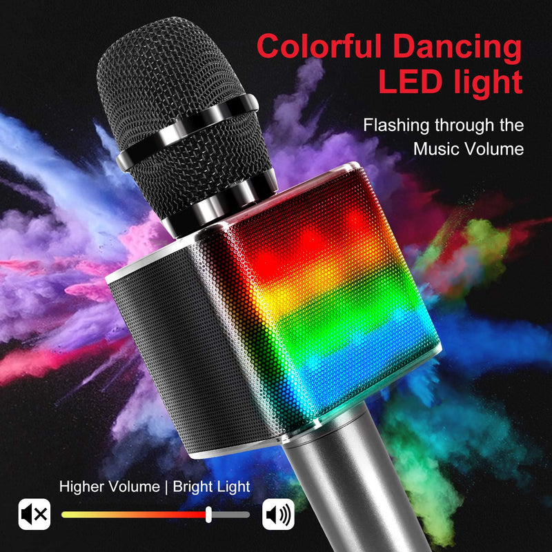 [AUSTRALIA] - TOSING Q9 Wireless Bluetooth Karaoke Microphone,Dancing LED Lights,Portable Karaoke Machine Speaker Microphone,Birthday Gifts, Party Travel Toys Compatible with Android/iPhone/iPad/Sony/PC (Black) Black 