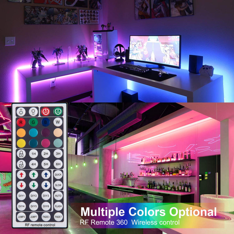 [AUSTRALIA] - GUOTONG 16.4ft LEDs Strip Light with 44 Keys RF Remote Controller and 12V Power Dimmable Indoor 5050 Color Changing RGB Tape Lights Ideal for Home, Bedroom, Kitchen 
