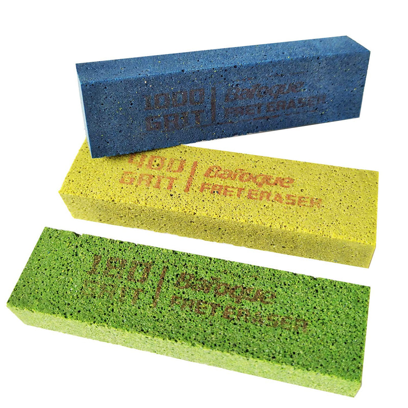 Baroque Fret Erasers 180 & 400 & 1000 Grits, Guitar Fret Polishing Abrasive Rubber Blocks, Set of 3 Grits