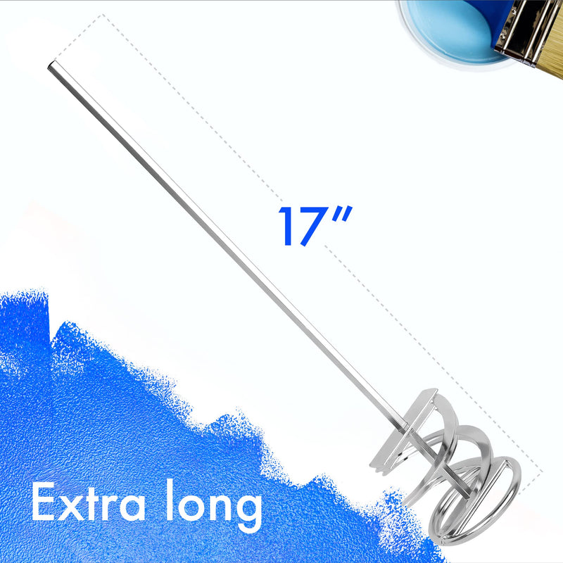[2 Pack] Paint Mixer for Drill - Extra Long Rust Proof Drill Mixer - Paint Stirrer Drill Attachment for Even Consistency - Easy Cleaning Drill Paddle - Paint Stirrers - Paint Mixer for Drill 5 Gallon