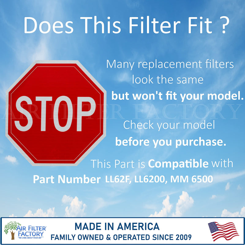 Air Filter Factory Replacement For Broan Nutone LL62F, LL6200, MM 6500 Range Hood Aluminum Grease Mesh Charcoal Carbon Combo Filter 8.5 x 11.25 x .375