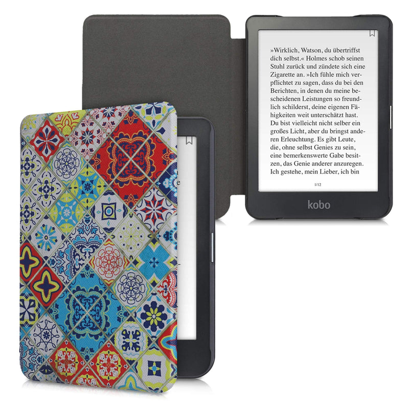 kwmobile Case Compatible with Kobo Clara HD - Case PU e-Reader Cover - Moroccan Vibes in Multicolor Blue/Red/Light Brown Moroccan Vibes in Multicolor 04-09-24