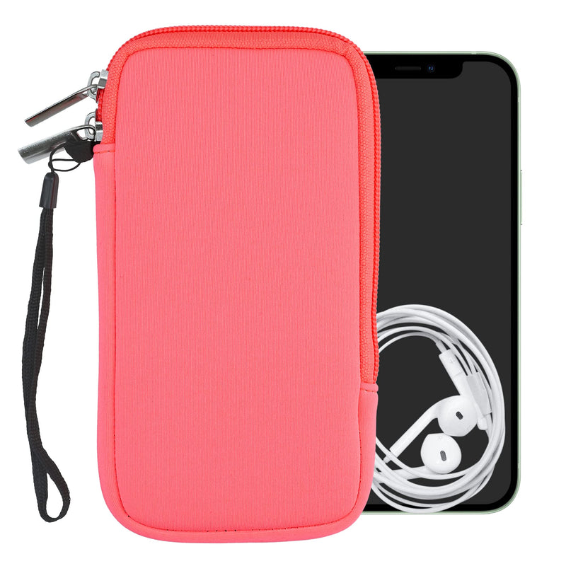 [AUSTRALIA] - kwmobile Neoprene Phone Pouch Size XL - 6.7/6.8" - Universal Cell Sleeve Mobile Bag with Zipper, Wrist Strap - Pink XL - 6,7/6,8" 
