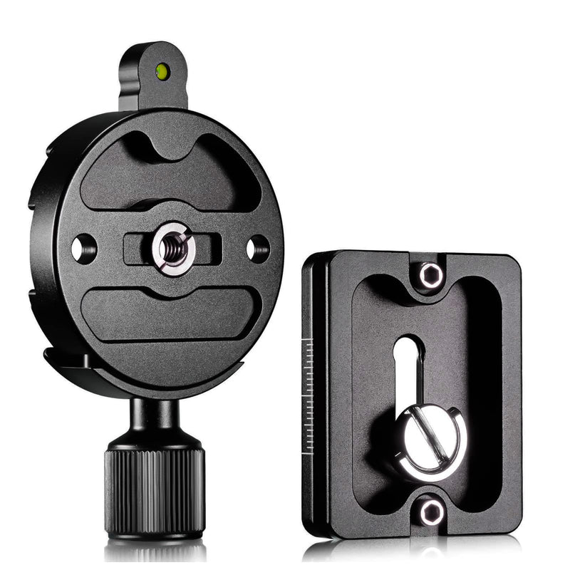 55mm Universal Screw Knob Clamp with 50mm Quick Release Plate with Bubble Level,for Tripod Head Monopod,Ytvariw