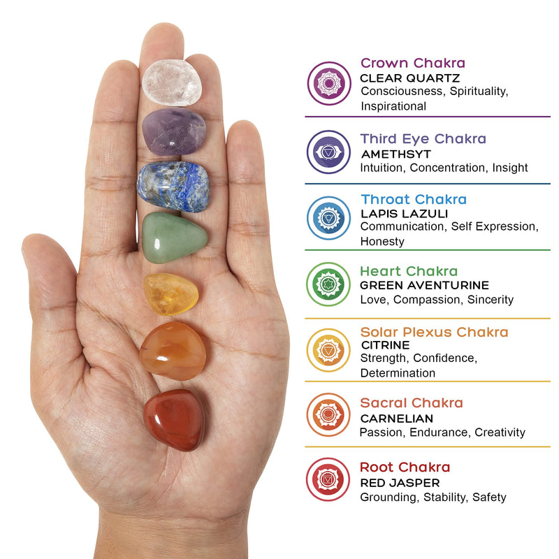 Tibetan Singing Bowl Set ~ 7 Chakra Crystal Stones and Rose Quartz Pendulum ~ Easy to Play with Fabric Case, Cushion, and Mallet ~ For Meditation, Yoga, Spiritual Healing, and Mindfulness