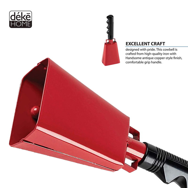 2 pack 7 in. steel cowbell/Noise makers with handles. Cheering Bell for sporting, football games, events. Large solid school hand bells. Cowbells. Percussion Musical Instrument. Cow Bell Alarm (Red) Red