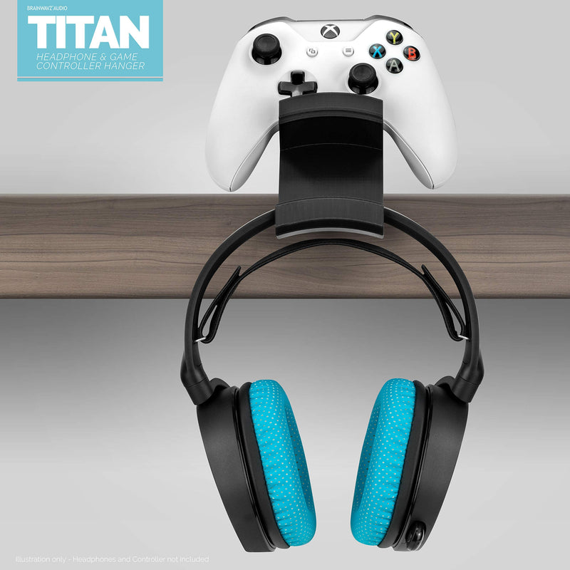 The Titan - Desktop Gamepad Controller & Headphone Hanger Holder - Designed for Xbox ONE, PS4, PS3, Dualshock, Switch, PC, Steelseries, Steam & More, Reduce Clutter, Black by Brainwavz