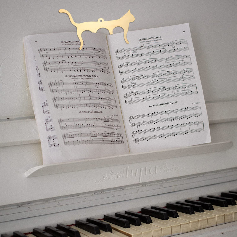 Metal Music Book Clip Cat Shaped Music Stand Clips Sheet Music Clips for Outdoor Playing, Note Paper, Books Piano, Guitar, Violin, Keyboard (Gold)