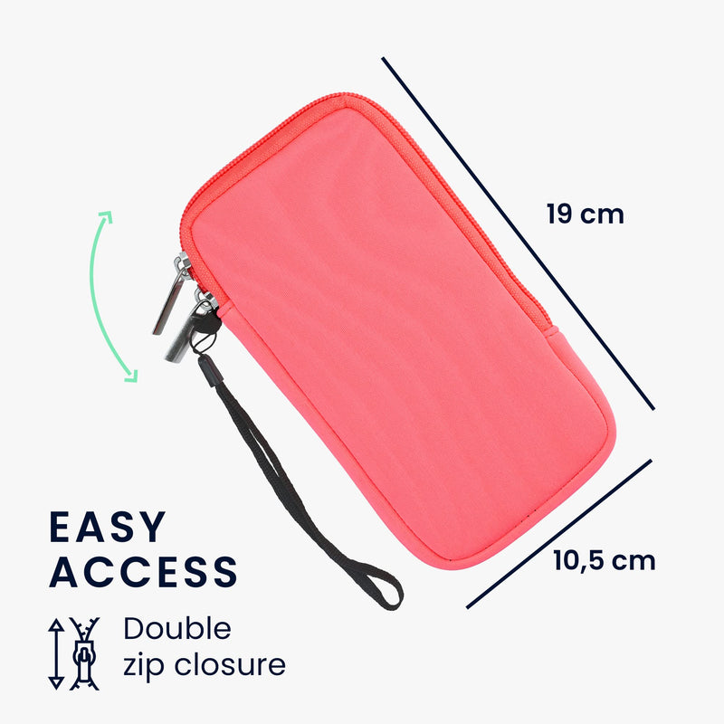 [AUSTRALIA] - kwmobile Neoprene Phone Pouch Size XL - 6.7/6.8" - Universal Cell Sleeve Mobile Bag with Zipper, Wrist Strap - Pink XL - 6,7/6,8" 
