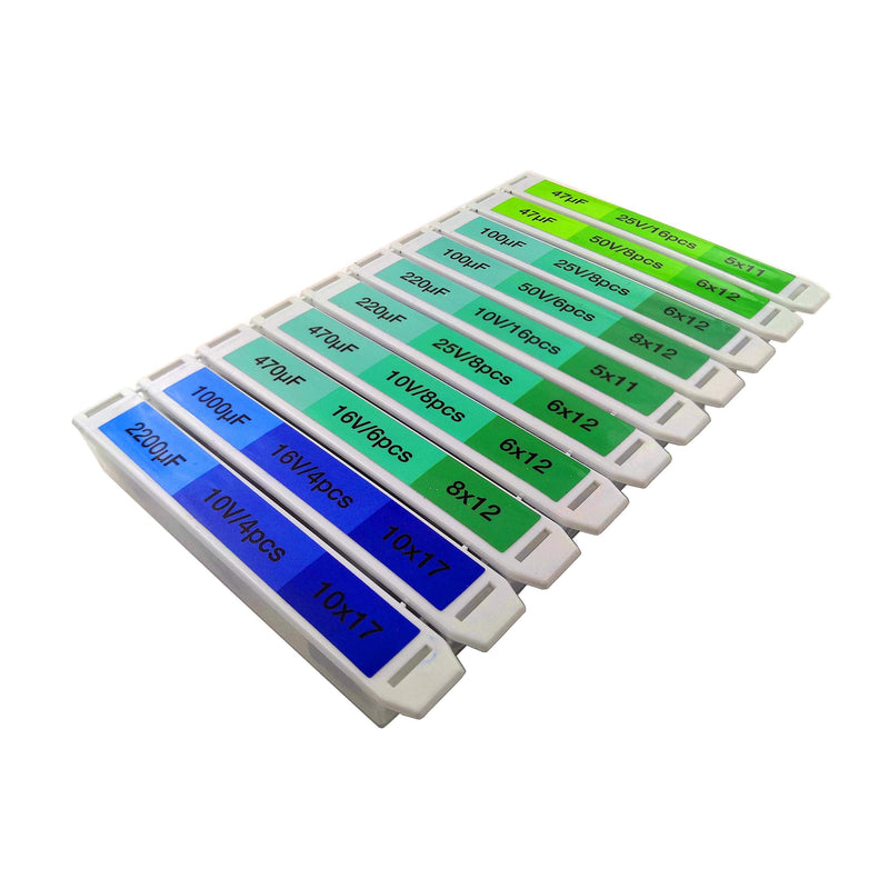 EEEEE 0.1uF－2200uF capacitors 20 Value 304pcs Individual Box Lid Electrolytic Capacitor Assortment kit for Industrial Electrical and arduino