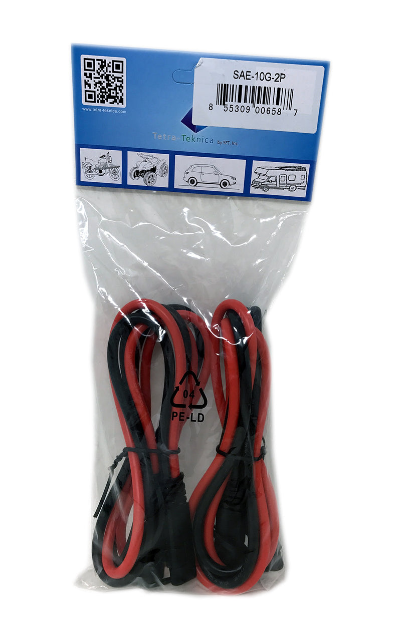 Tetra-Teknica MotoBasic Series SAE-10G-2P SAE Quick Disconnect Extension Cable Value Pack, 3 Feet, 10AWG Stranded Tinned Copper Wire, 2 per Pack
