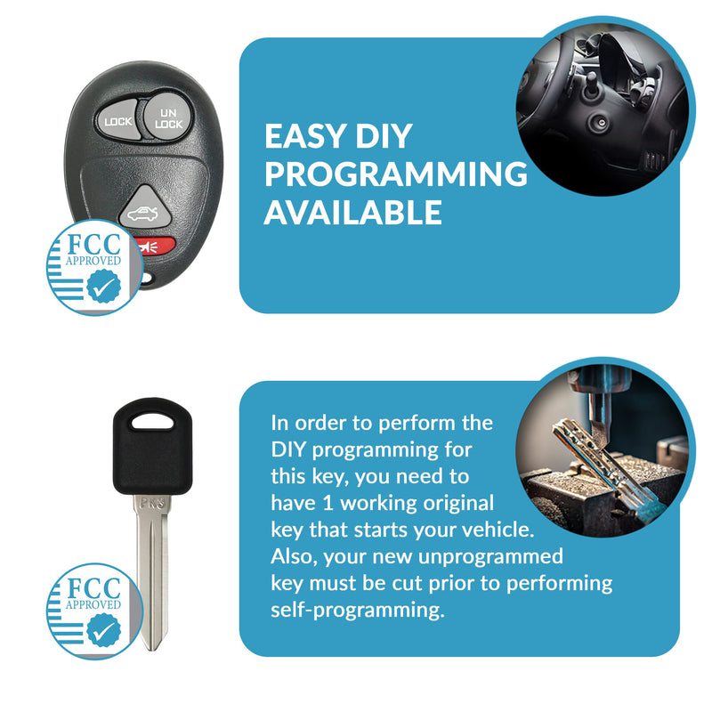 Keyless2Go Replacement for Keyless Entry Car Key Fob Vehicles That Use 4 Button L2C0007T 10335582-88 Remote, Self-Programming with New Uncut PK3 Transponder Ignition Car Key B97 1 pack