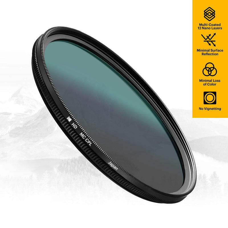 KODAK 105mm CPL Lens Filter | Circular Polarizing Filter Removes Reflections from Glass & Water, Enhances Contrast Improves Color Saturation, Super Slim, Multi-Coated 12-Layer Nano Glass & Mini Guide