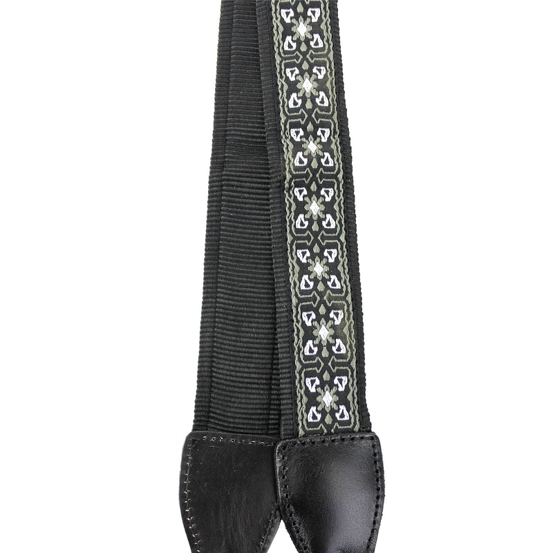 Walker & Williams UK-26 Grey, White & Black Woven Cotton & Nylon Adjustable Ukulele Strap for Any Size Uke