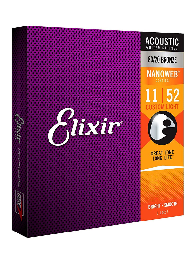 Elixir Nanoweb Custom Light Acoustic Guitar Strings 2-Pack