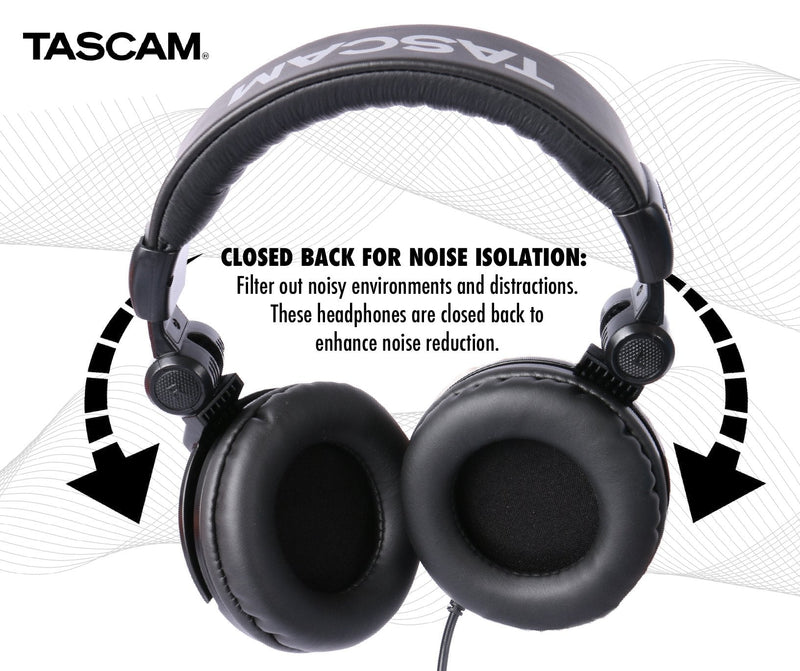 [AUSTRALIA] - Tascam TH-03 Studio Headphones – Closed Back, Padded, Adjustable Pro Audio Headset with Gold Tip 1/8 inch to 1/4 inch Adaptor 