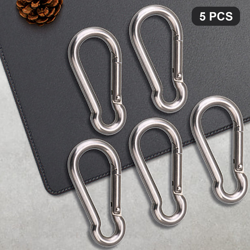 CNBTR Silver 304 Stainless Steel Grade Heavy Duty Spring Snap Hook Pack of 5 (M5 x 50mm)