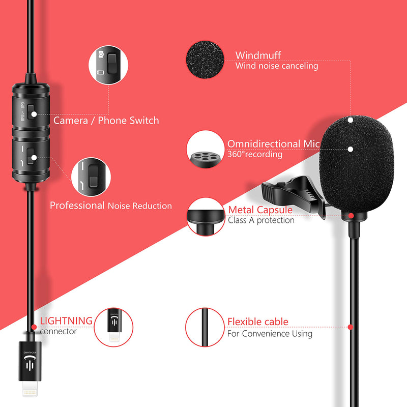 [AUSTRALIA] - Professional lavalier Microphone for iPhone use, can be Used for interviews, Live Recording, Teaching Video Recording 